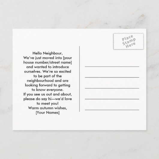 Hallo Pumpkin Spice & Everything Leuke buurman Aankondigingskaart (Achterkant)