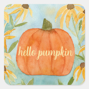 Hallo Pumpkin Stickers Herfst Waterverf