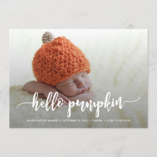 hallo Pumpkin White Script Birth Announding Aankondiging
