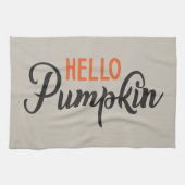 "Hallo Pumpkin" zilverbeige met moderne letters Theedoek (Horizontaal)