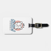 Hallo Pup a! – Happy White Dog Cartoon Design Bagagelabel (Voorkant horizontaal)