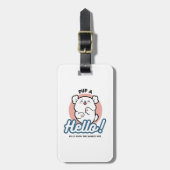 Hallo Pup a! – Happy White Dog Cartoon Design Bagagelabel (Voorkant verticaal)