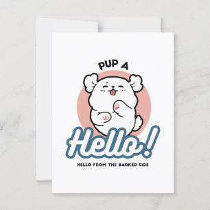 Hallo Pup a! – Happy White Dog Cartoon Design Briefkaart