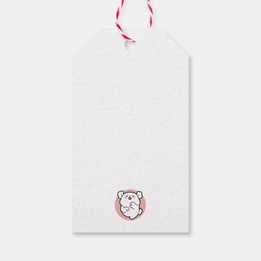 Hallo Pup a! – Happy White Dog Cartoon Design Cadeaulabel (Achterkant)