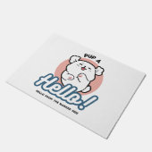Hallo Pup a! – Happy White Dog Cartoon Design Deurmat (Schuin)