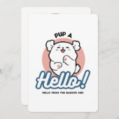 Hallo Pup a! – Happy White Dog Cartoon Design Feestdagenkaart (Voorkant / Achterkant)
