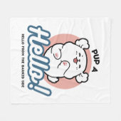 Hallo Pup a! – Happy White Dog Cartoon Design Fleece Deken (Voorkant (Horizontaal))