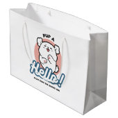 Hallo Pup a! – Happy White Dog Cartoon Design Groot Cadeauzakje (Achterkant Gekanteld)