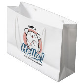 Hallo Pup a! – Happy White Dog Cartoon Design Groot Cadeauzakje (Voorkant Gekanteld)