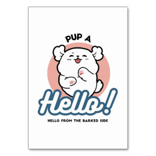 Hallo Pup a! – Happy White Dog Cartoon Design Kaart