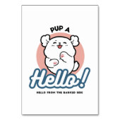 Hallo Pup a! – Happy White Dog Cartoon Design Kaart (Voorkant)