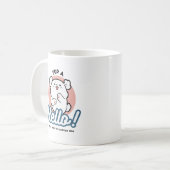 Hallo Pup a! – Happy White Dog Cartoon Design Koffiemok (Voorkant links)
