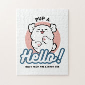 Hallo Pup a! – Happy White Dog Cartoon Design Legpuzzel (Verticaal)