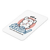 Hallo Pup a! – Happy White Dog Cartoon Design Magneet (Linkerzijde)