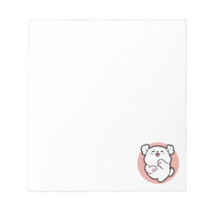 Hallo Pup a! – Happy White Dog Cartoon Design Notitieblok