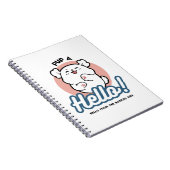 Hallo Pup a! – Happy White Dog Cartoon Design Notitieboek (Rechterzijde)