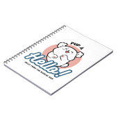 Hallo Pup a! – Happy White Dog Cartoon Design Notitieboek (Linkerzijde)