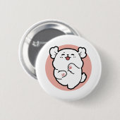 Hallo Pup a! – Happy White Dog Cartoon Design Ronde Button 5,7 Cm (Voorkant /achterkant)