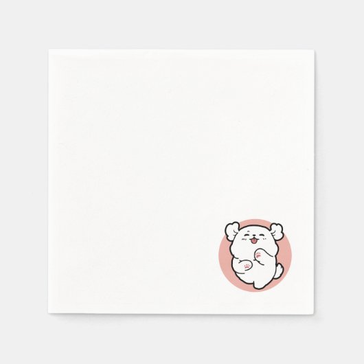 Hallo Pup a! – Happy White Dog Cartoon Design Servet (Voorkant)