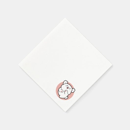 Hallo Pup a! – Happy White Dog Cartoon Design Servet (Hoek)