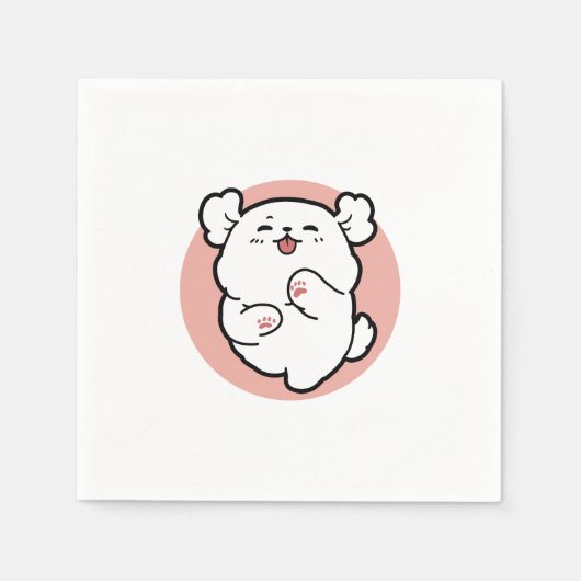 Hallo Pup a! – Happy White Dog Cartoon Design Servet (Voorkant)