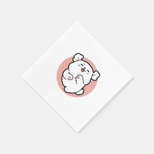 Hallo Pup a! – Happy White Dog Cartoon Design Servet (Hoek)