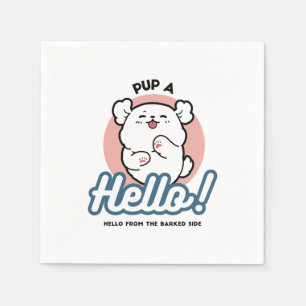 Hallo Pup a! – Happy White Dog Cartoon Design Servet