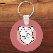 Hallo Pup a! – Happy White Dog Cartoon Design Sleutelhanger (Achterkant)