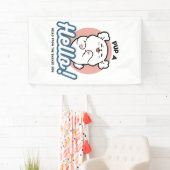 Hallo Pup a! – Happy White Dog Cartoon Design Spandoek (Insitu)