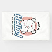 Hallo Pup a! – Happy White Dog Cartoon Design Spandoek (Horizontaal)
