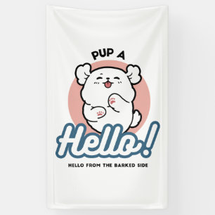 Hallo Pup a! – Happy White Dog Cartoon Design Spandoek