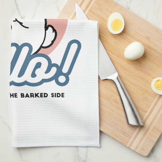 Hallo Pup a! – Happy White Dog Cartoon Design Theedoek (Quarter Fold)