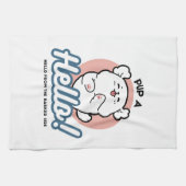 Hallo Pup a! – Happy White Dog Cartoon Design Theedoek (Horizontaal)