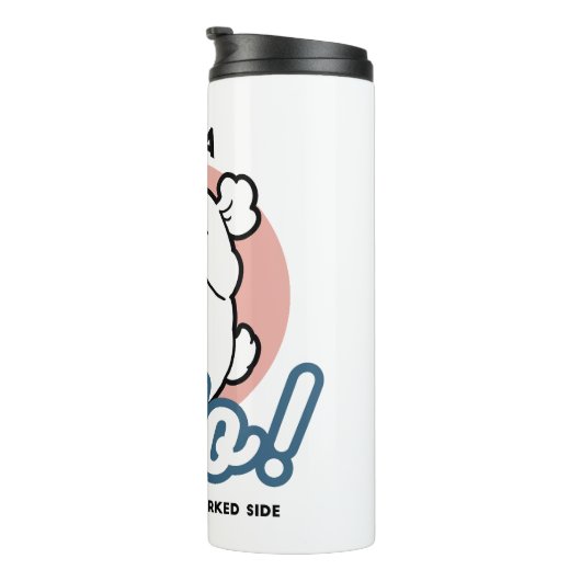 Hallo Pup a! – Happy White Dog Cartoon Design Thermosbeker (Geroteerd rechts)