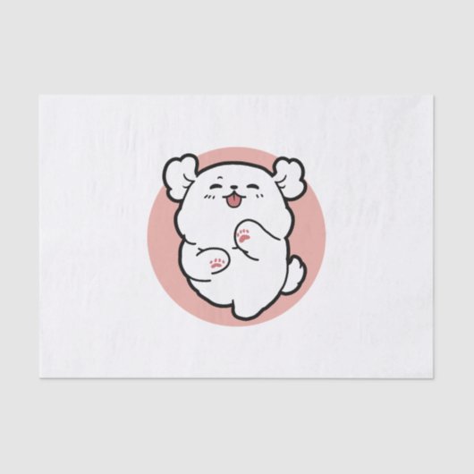 Hallo Pup a! – Happy White Dog Cartoon Design Tissuepapier (Voorkant)