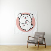 Hallo Pup a! – Happy White Dog Cartoon Design Wandkleed (In situ)
