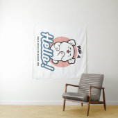 Hallo Pup a! – Happy White Dog Cartoon Design Wandkleed (In Situ (horizontaal))