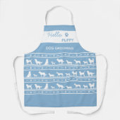 hallo puppy blue stripe Dog grooming Apron Schort (Voorkant)