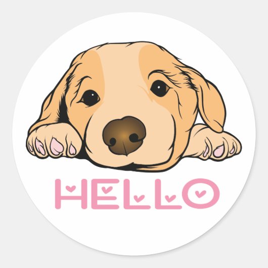 Hallo Puppy Doggy Thinking Of You Ronde Sticker (Voorkant)