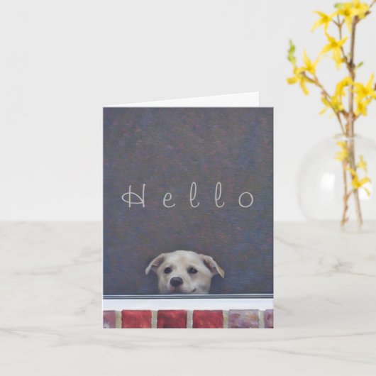 Hallo Puppy popping up to say! Kaart (Gele Bloem)