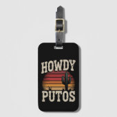 Hallo Putos Grappige Cactus Retro Vintage Bagagelabel (Voorkant (verticaal))