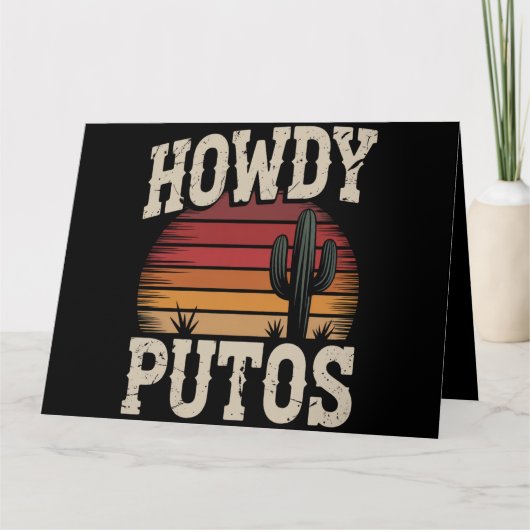 Hallo Putos Grappige Cactus Retro Vintage Bedankkaart (Voorkant)