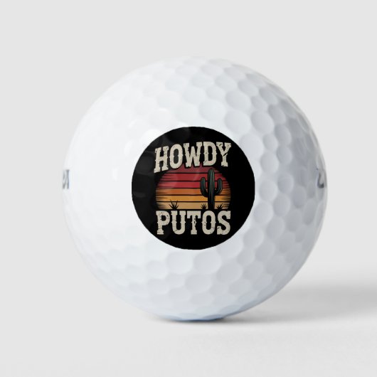 Hallo Putos Grappige Cactus Retro Vintage Golfballen (Voorkant)