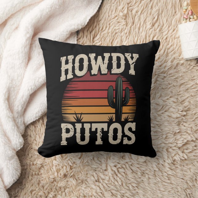 Hallo Putos Grappige Cactus Retro Vintage Kussen (Deken)
