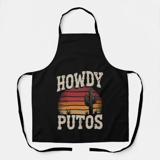 Hallo Putos Grappige Cactus Retro Vintage Schort (Voorkant)