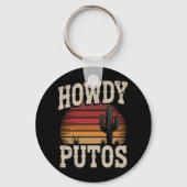 Hallo Putos Grappige Cactus Retro Vintage Sleutelhanger (Voorkant)