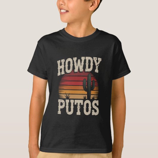Hallo Putos Grappige Cactus Retro Vintage T-shirt (Voorkant)