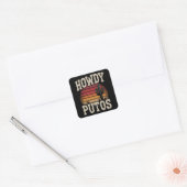 Hallo Putos Grappige Cactus Retro Vintage Vierkante Sticker (Envelop)