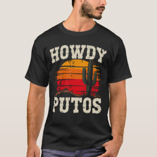 Hallo Putos Grappige Western Cactus Retro Vintage T-shirt