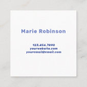 Hallo QR Code Retro Groovy Blauw Wit Squigggles Vierkante Visitekaartje (Achterkant)